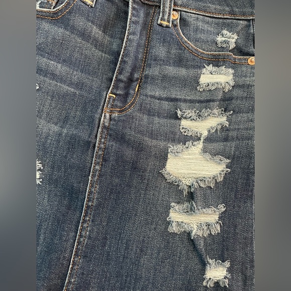 Women's American Eagle Next Level Stretch Frayed Denim Skirt Size 00 - Picture 2 of 5